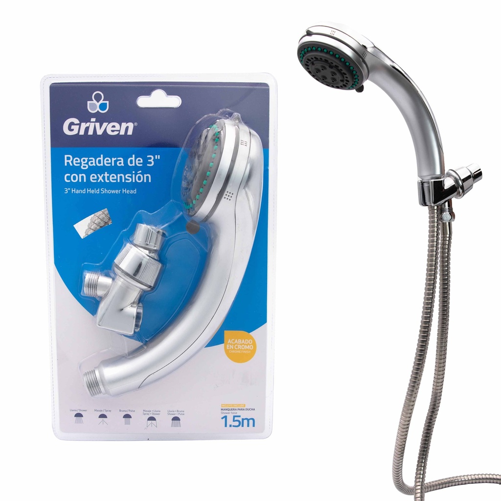 REGADERA DE MANO C/MANGUERA 1,5 MTS GRIVEN 5-314