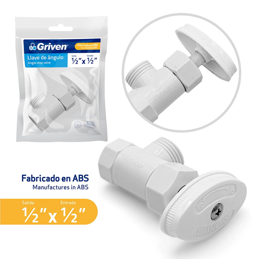 LLAVE ARRESTO PLASTICO 1/2" x 1/2" GRIVEN 5-318