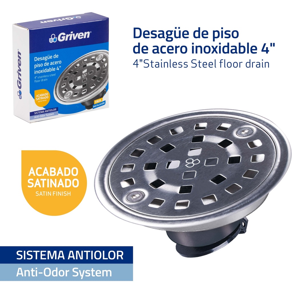 REJILLA REDONDA CROMADA ANTI OLOR GRIVEN 5-322
