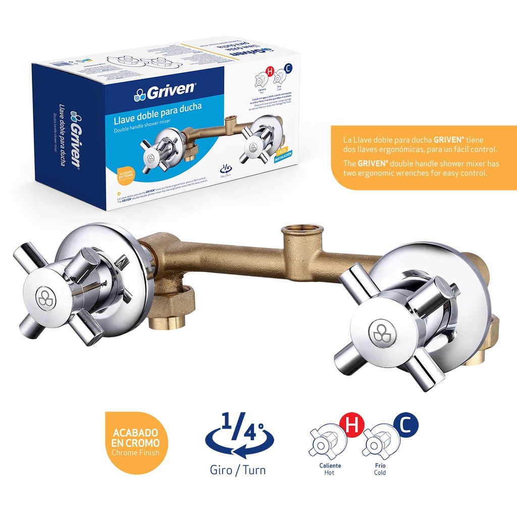 LLAVE P/DUCHA DOBLE BRONCE GRIVEN 5-326