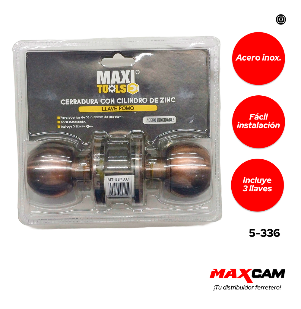 CERRADURA DE POMO COBRE MAXI TOOL 5-336