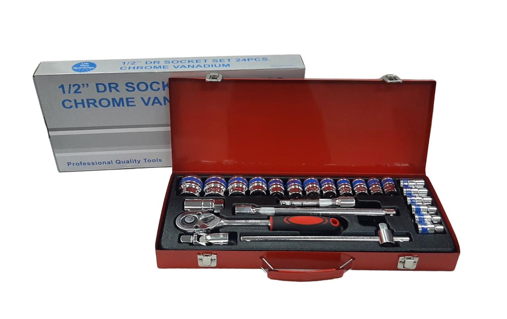 JUEGO DADOS C/RACHET 1/2" 25 PCS 5-346