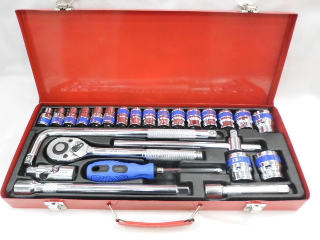 JUEGO DADOS C/RACHET 1/2" 25 PCS 5-347