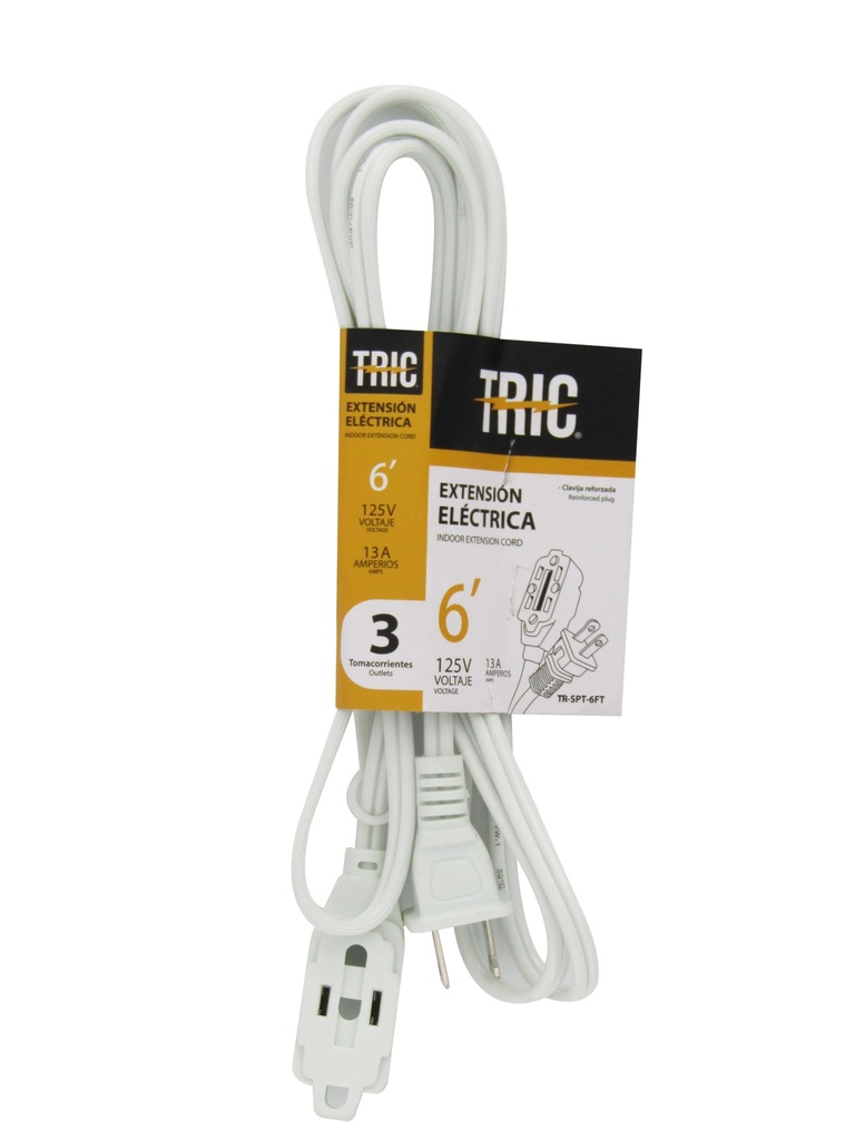 EXTENSION ELECTRICA BLANCA 2x18 6FT TRIC 5-378