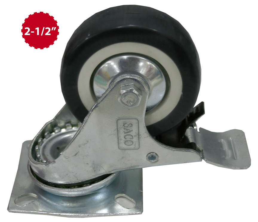 RUEDA GIRATORIA C/FRENO NEGRA 2 1/2" SACO 5-401