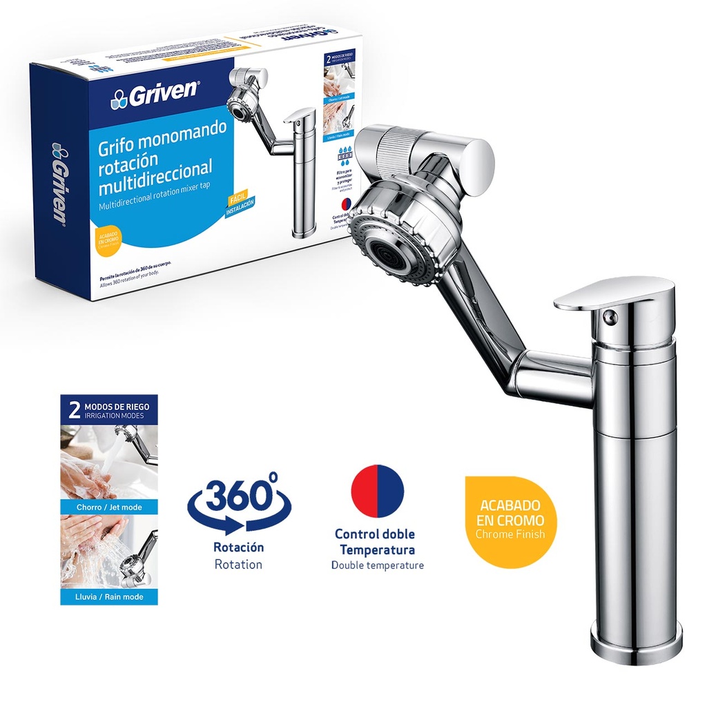 LLAVE MONOMANDO ROTACION 360° GRIVEN 5-439