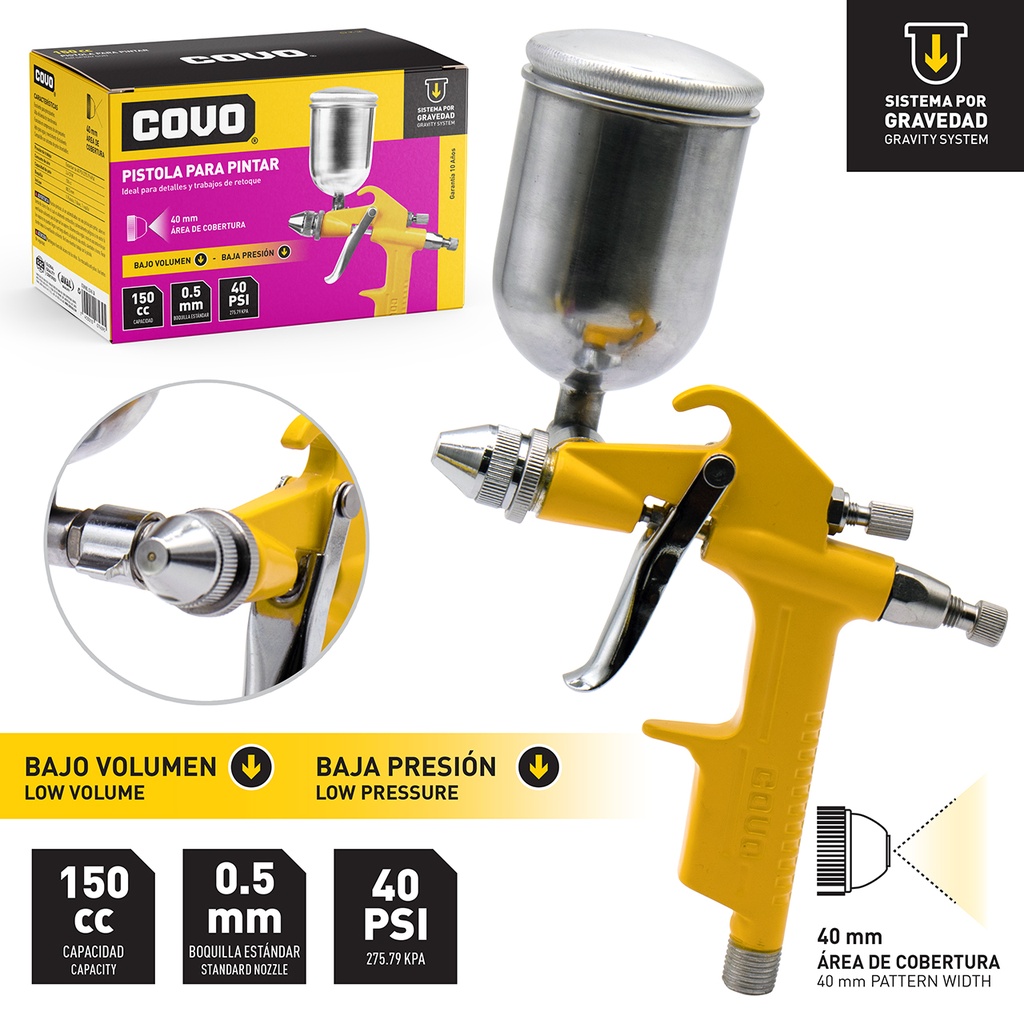 PISTOLA P/PINTAR DE GRAVEDAD 150cc COVO 5-463