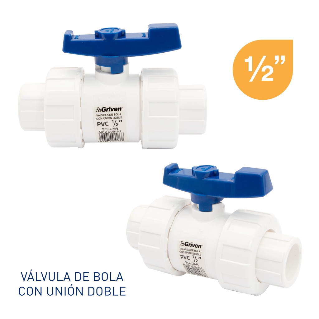 LLAVE DE BOLA C/UNION DOBLE 1/2" SOLDAR GRIVEN 5-465