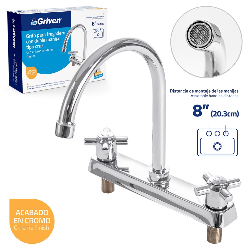 LLAVE FREGADERO DOBLE 8" GRIVEN 5-473
