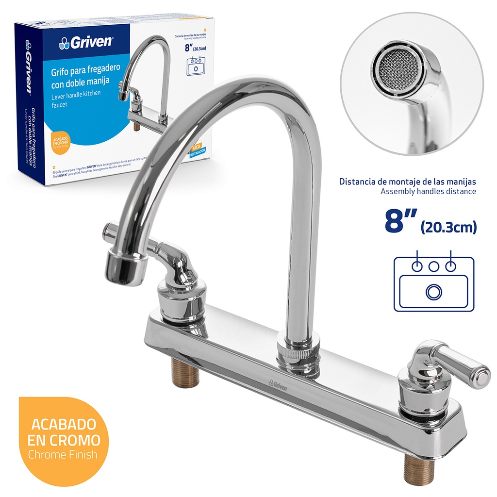 LLAVE FREGADERO DOBLE 8" GRIVEN 5-474