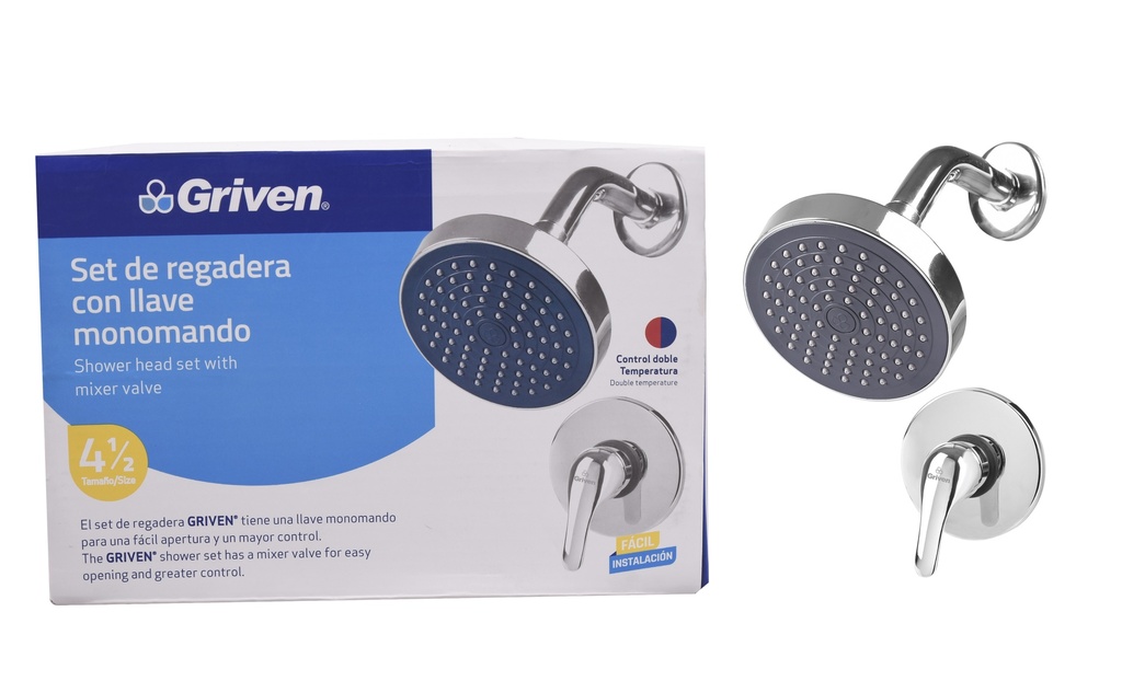REGADERA CON LLAVE DE DUCHA MONOMANDO GRIVEN 5-545 (DESC)