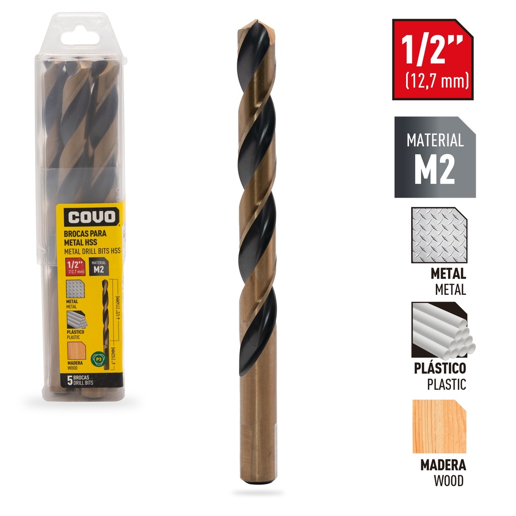 MECHA HSS METAL x 1/2 x 5 UNID COVO 5-561