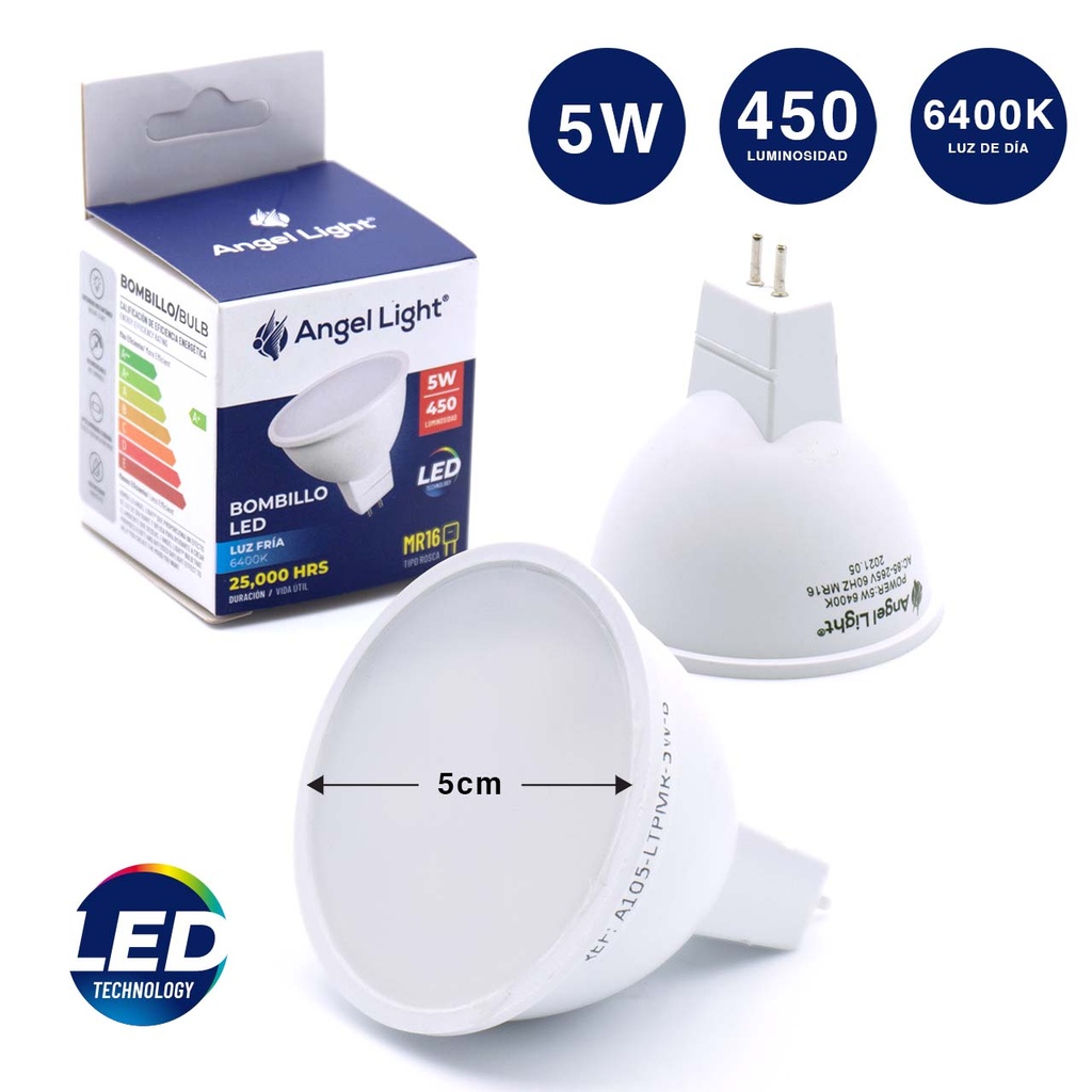 BOMBILLO DICROICO LED 5W MR16 ANGLE LIGHT 5-594 (DESC)