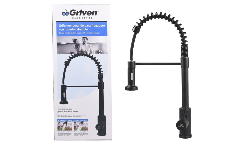 LLAVE FREGADERO MONOMANDO EXTENSIBLE BLACK GRIVEN 5-597