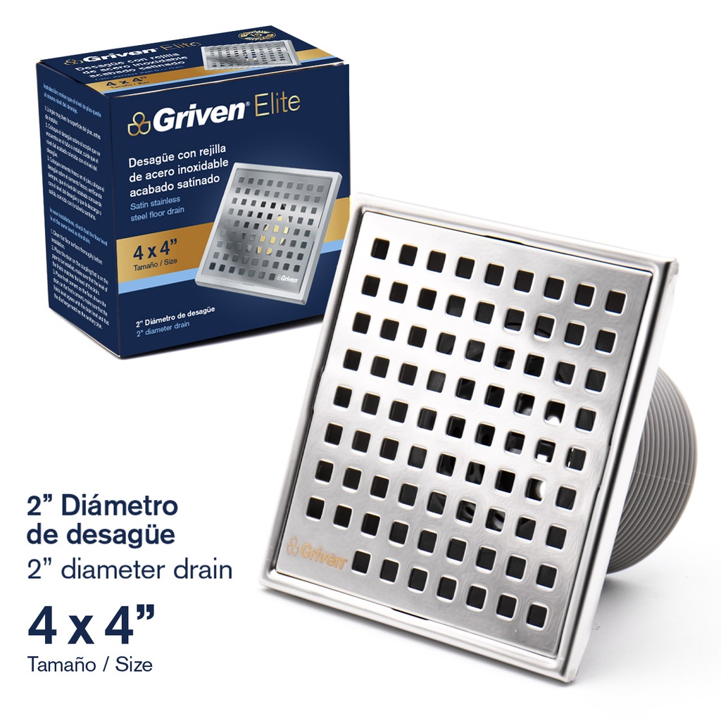REJILLA SATINADA CUADRADA PERFORADA GRIVEN ELITE 5-613