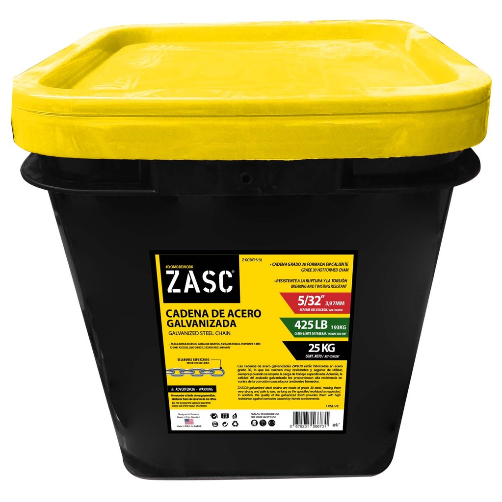 CADENA GALVANIZADA x 5/32 x 25KG ZASC 5-673