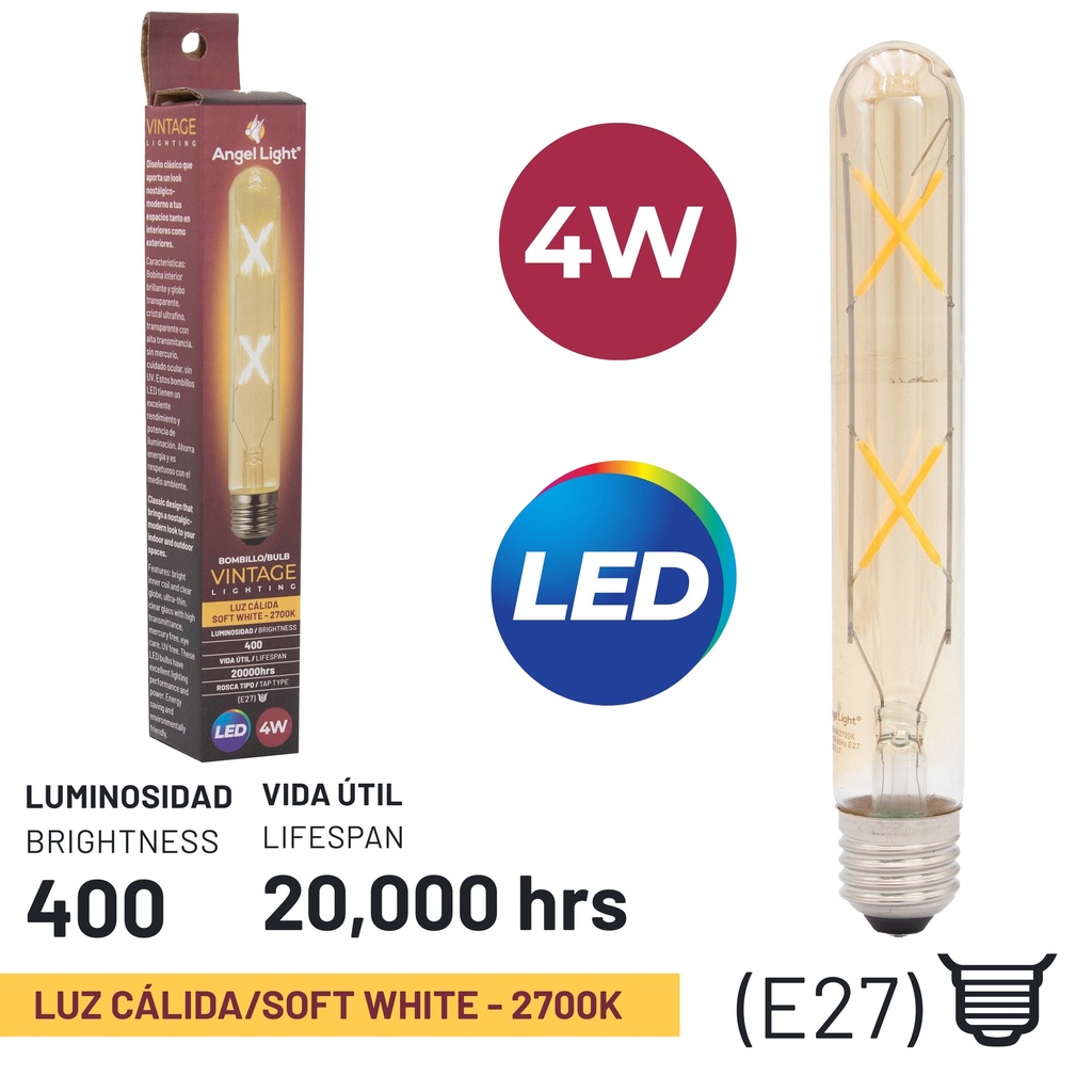BOMBILLO VINTAGE LED 4W 110v ANGEL LIGHT 5-746