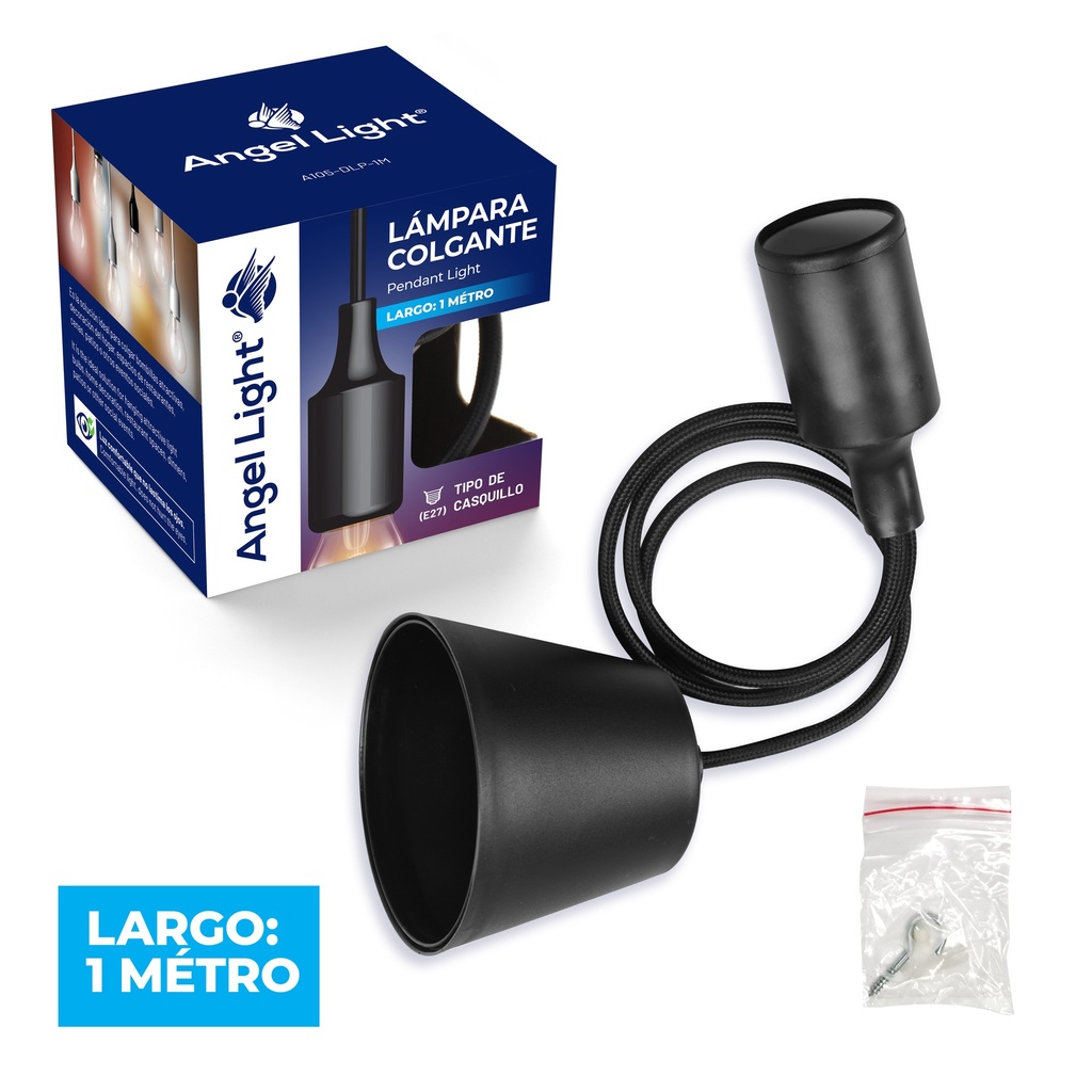 LAMPARA COLGANTE 1MT NEGRO ANGEL LIGHT 5-749