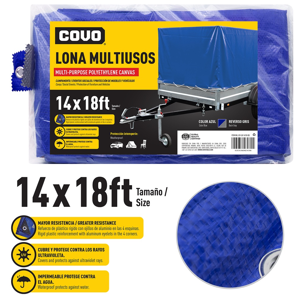 LONA PLASTICA AZUL 14X18FT COVO 5-754