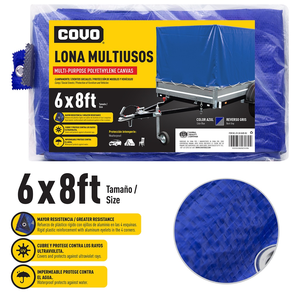 LONA PLASTICA AZUL 6X8FT COVO 5-763