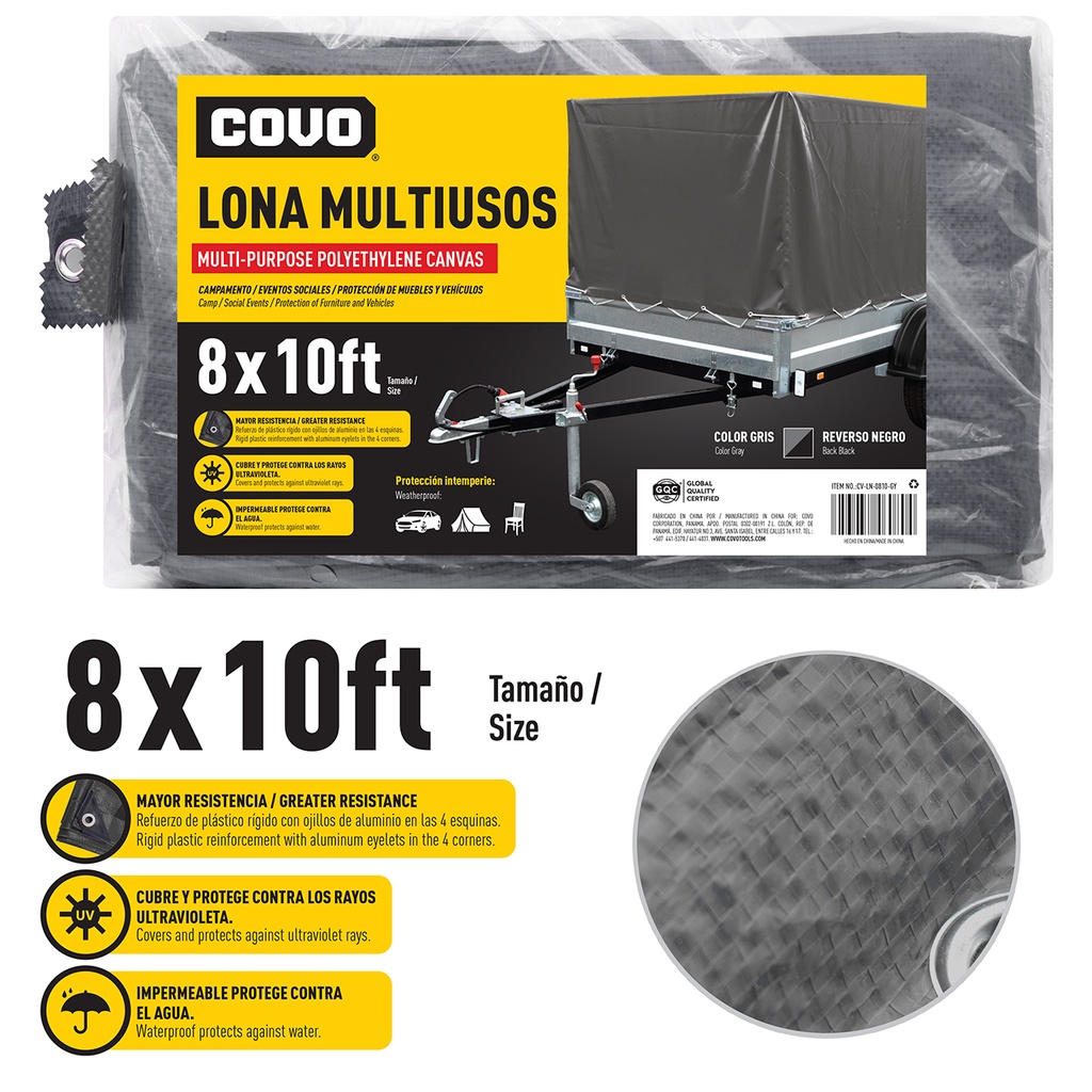 LONA PLASTICA GRIS 8X10FT COVO 5-767