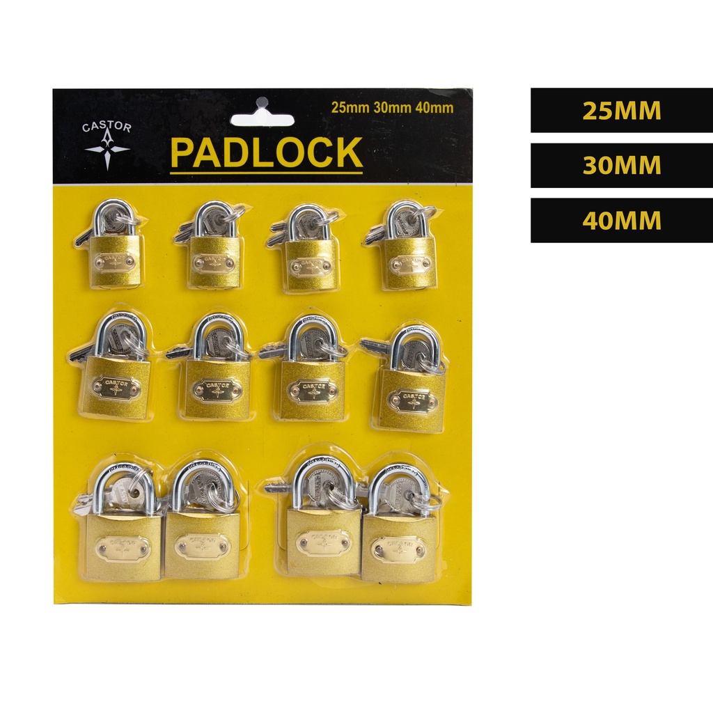 CANDADOS SET 25-30-40 12 PIEZAS CASTOR 5-788