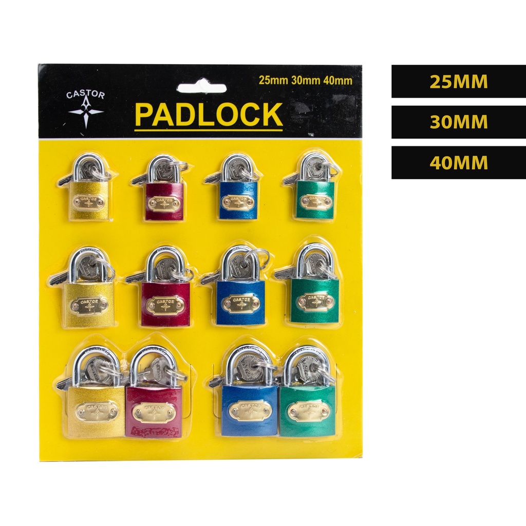 CANDADOS SET 25-30-40 12 PIEZAS CASTOR 5-790
