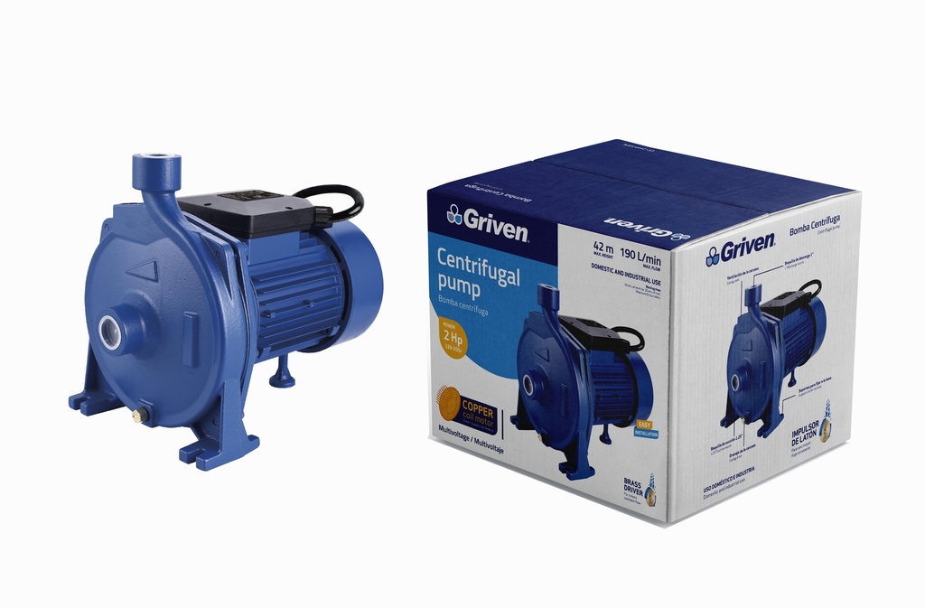 BOMBA CENTRIFUGA 2HP SALIDA 1 100% COBRE GRIVEN 5-859