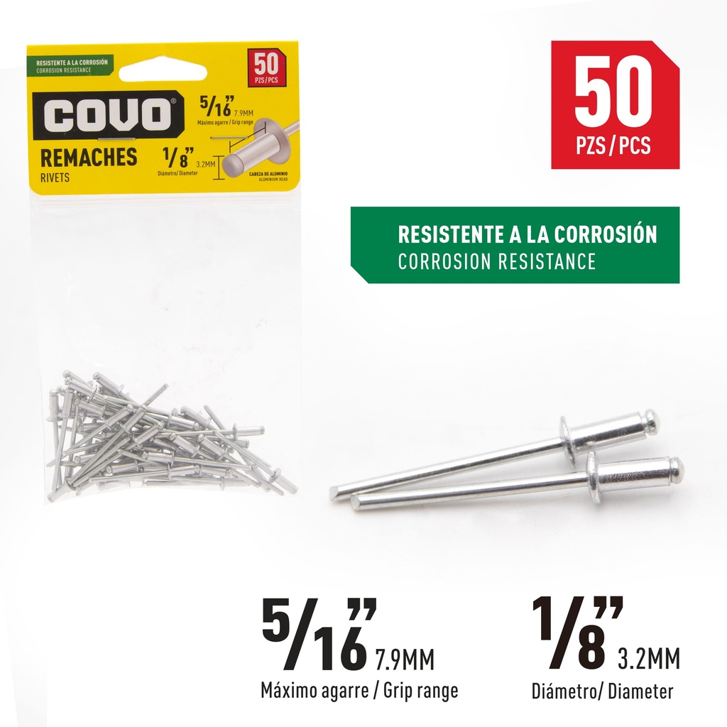 REMACHE 1/8" X 5/16" x 50 UNID COVO 5-870