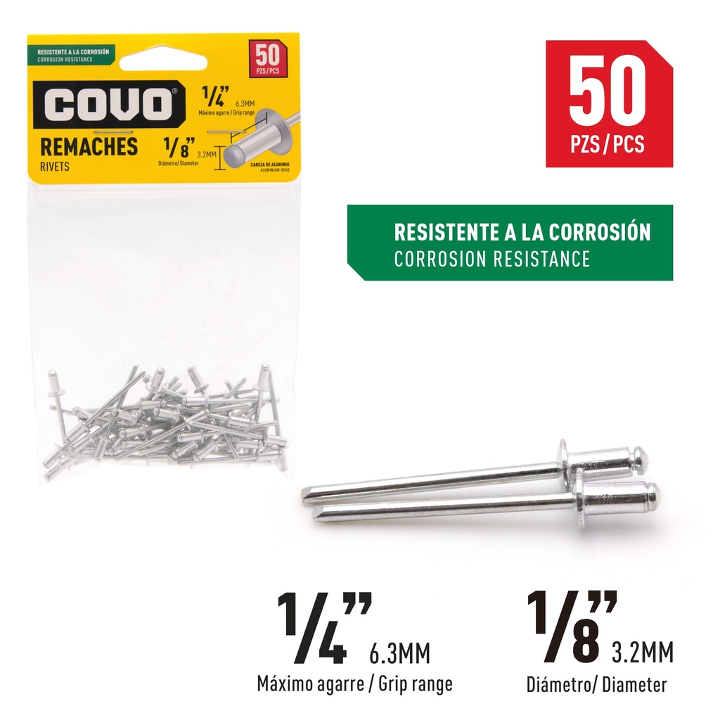 REMACHE 1/8" X 1/4" x 50 UNID COVO 5-871