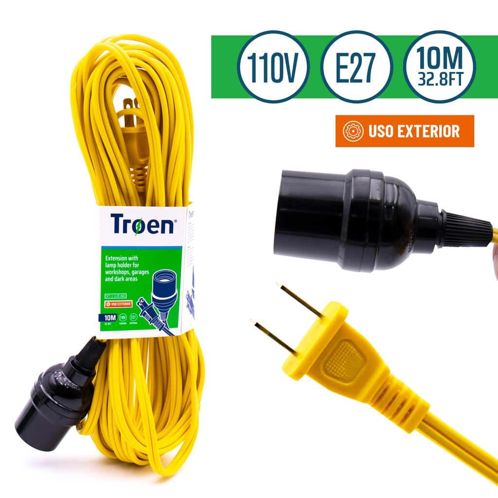 EXTENSION ELECTRICA E27 x 10MTS TROEN 5-884
