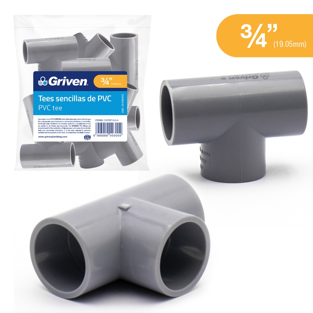 TEE AGUA FRIA 3/4" GRIS GRIVEN 5-911