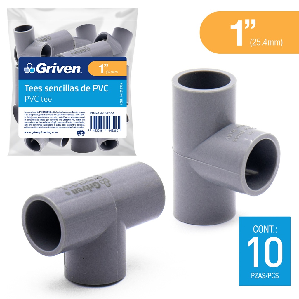 TEE AGUA FRIA 1" GRIS GRIVEN 5-913