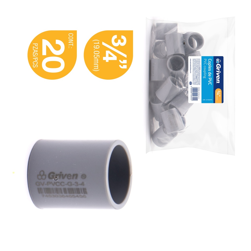 UNION AGUA FRIA 3/4" GRIS GRIVEN 5-928