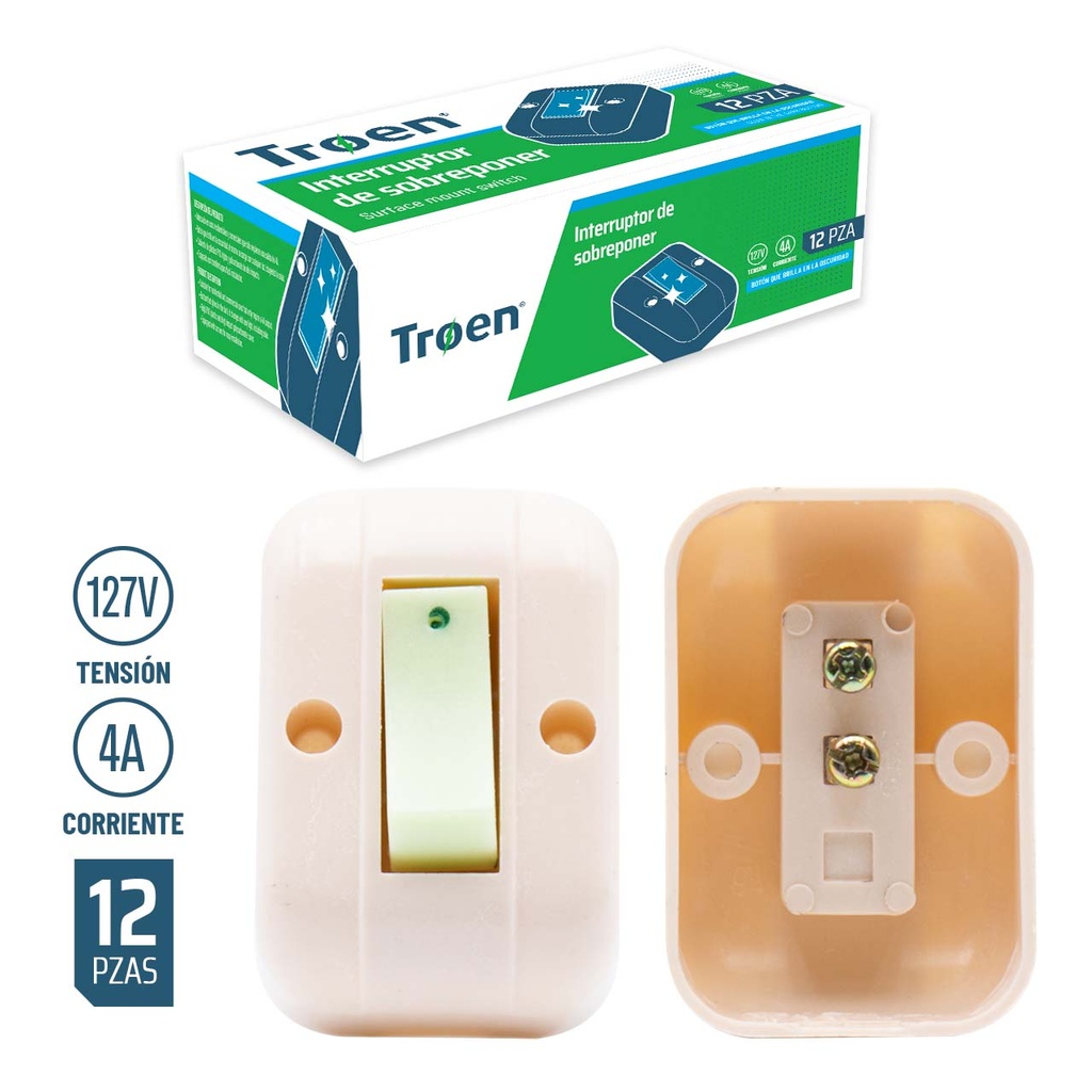 INTERRUPTOR SENCILLO C/LUZ SOPREPONER TROEN 5-940