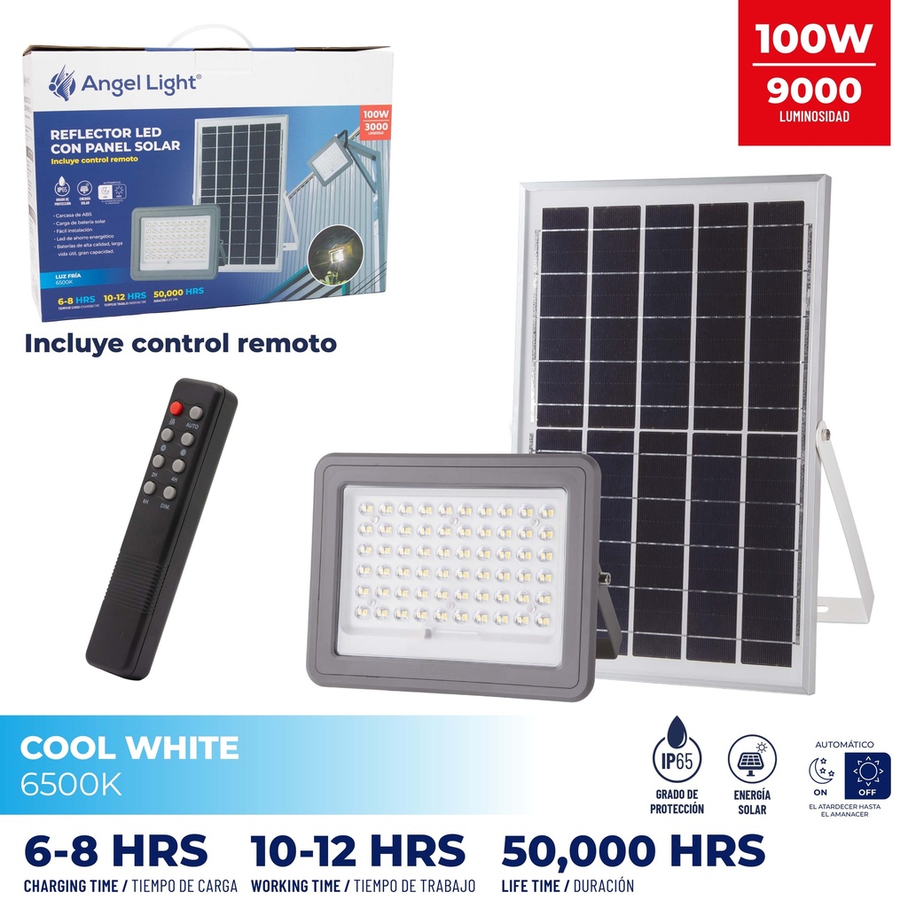 REFLECTOR LED 100W C/PANEL SOLAR ANGEL LIGHT 5-945