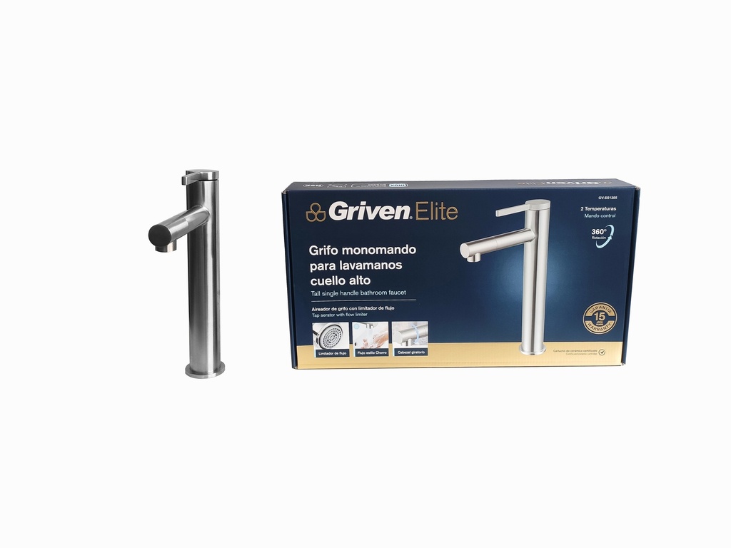 LLAVE LAVAMANO ALTA MONOMANDO x 28 CM GRIVEN ELITE 5-952