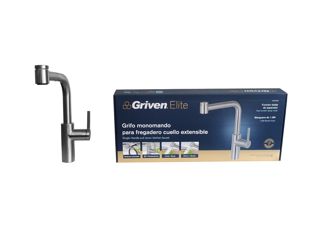 LLAVE FREGADERO MONOMANDO EXTENSIBLE GRIVEN ELITE 5-955