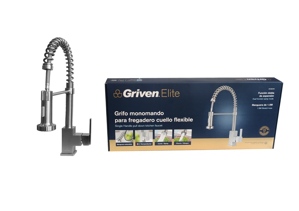 LLAVE FREGADERO MONOMANDO EXTENSIBLE GRIVEN ELITE 5-957