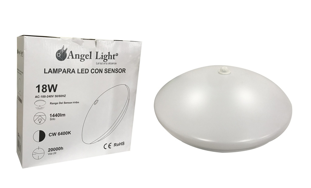 LAMPARA LED P/TECHO C/SENSOR 18W ANGEL LIGHT 5-982