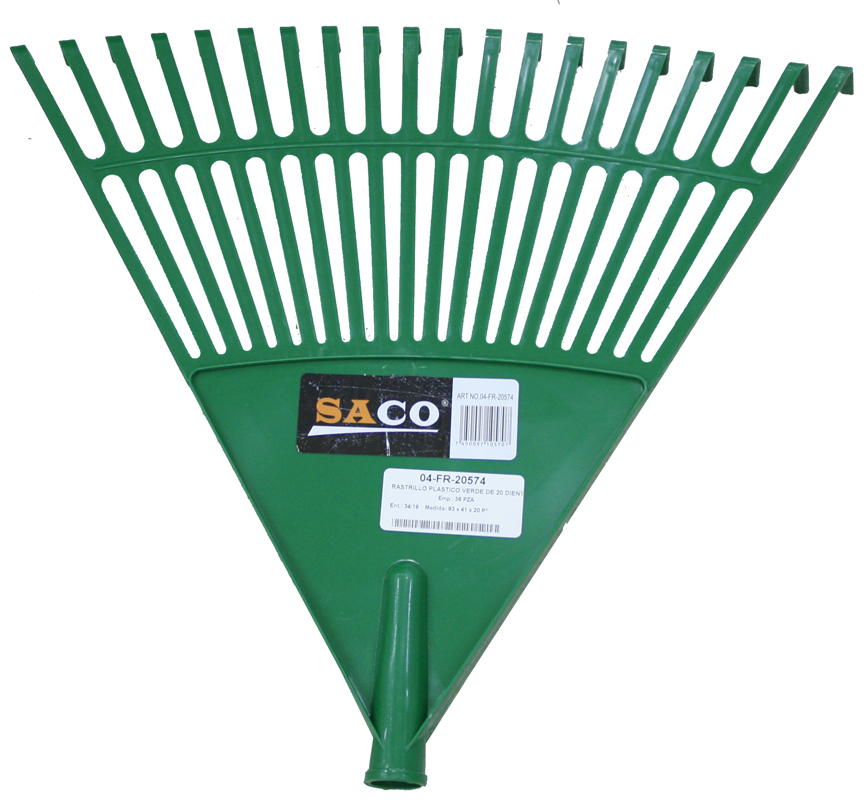 RASTRILLO PLASTICO VERDE 20 DIENTES SACO 6-030