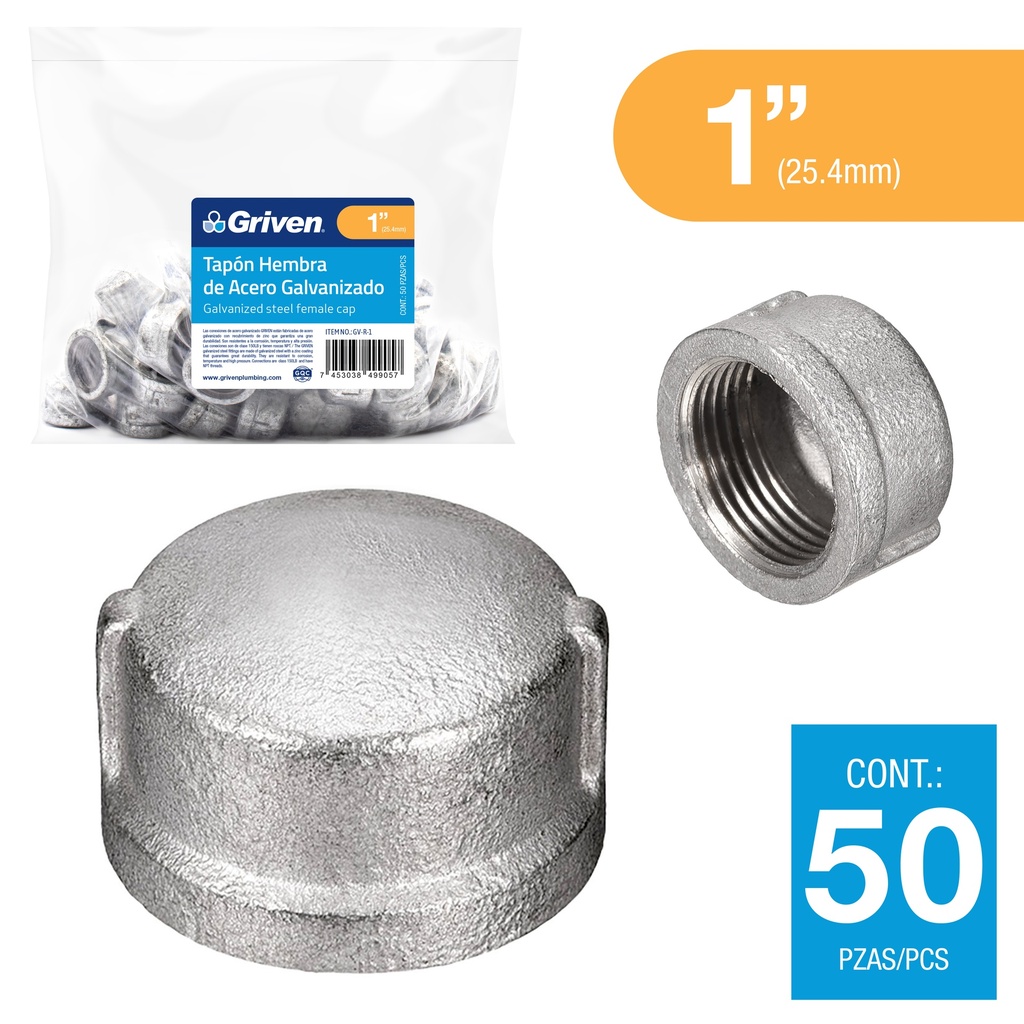 TAPA HEMBRA GALVANIZADA 1" GRIVEN 6-099