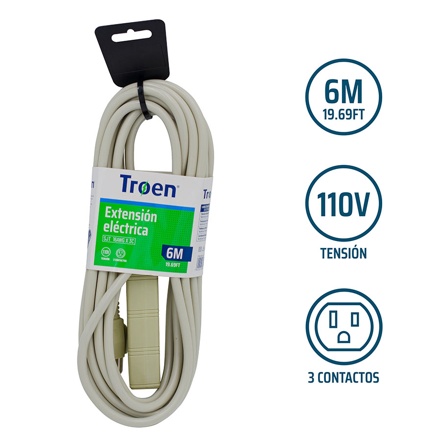 EXTENSION ELECTRICA 3x16 6MTS TROEN 6-106