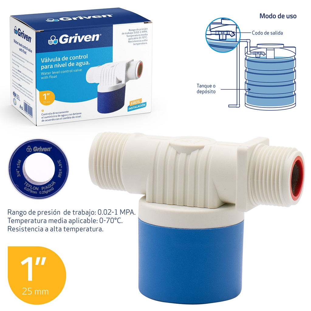 VALVULA DE CONTROL 1" P/TANQUE GRIVEN 6-124