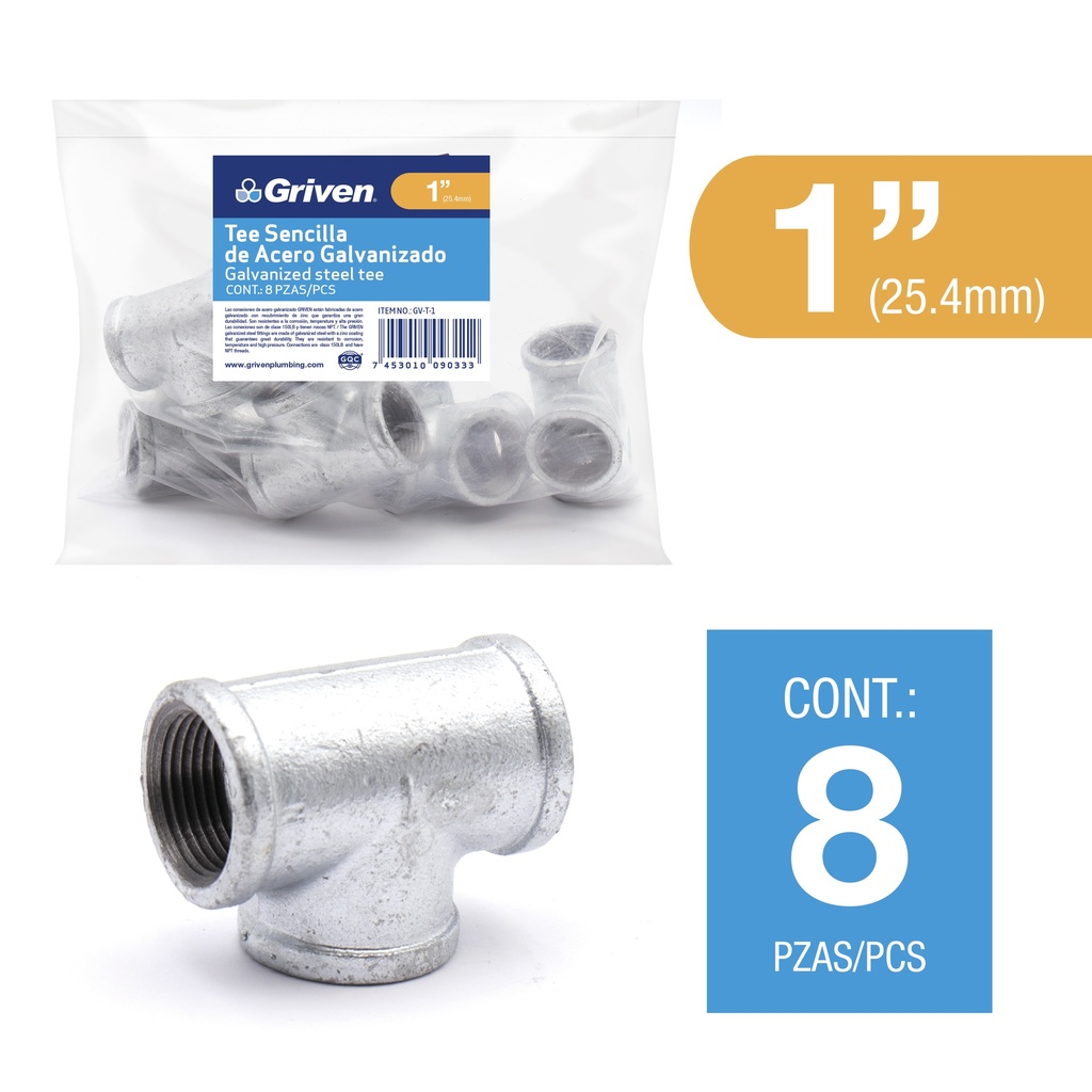 TEE GALVANIZADA 1" GRIVEN 6-164