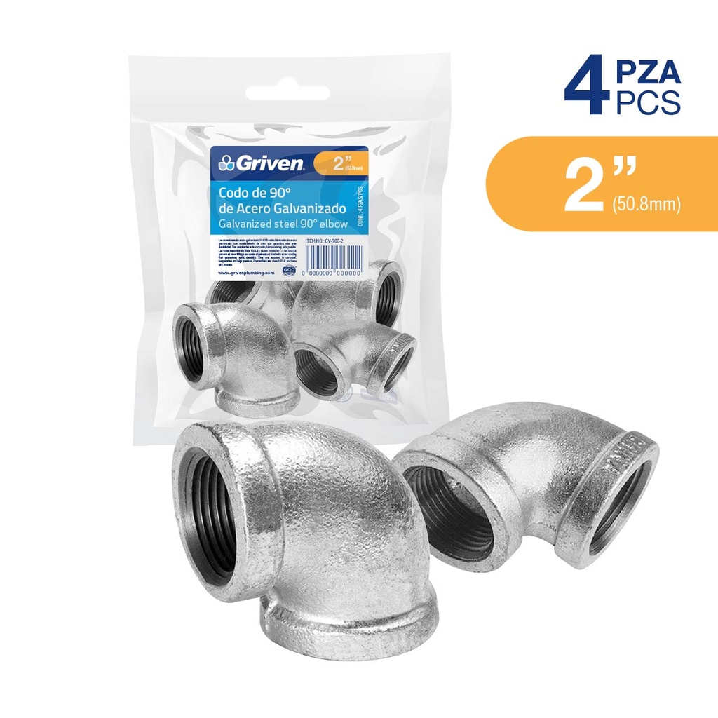 CODO GALVANIZADO 2" x 90° GRIVEN 6-167