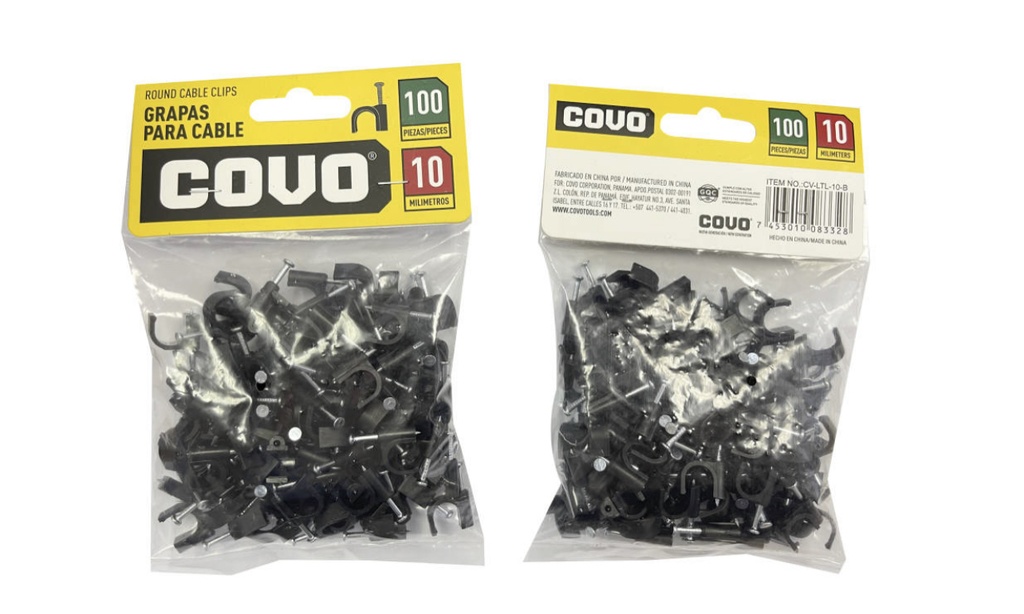 GRAPA RED NEGRA P/CABLE 10MM x 100 UNID COVO 6-172