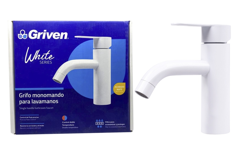 LLAVE LAVAMANO MONOMANDO GRIVEN WHITE 6-178