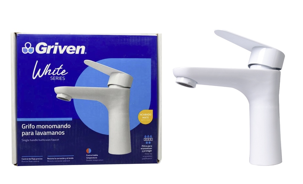 LLAVE LAVAMANO MONOMANDO GRIVEN WHITE 6-179