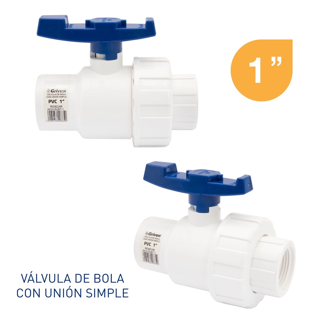 LLAVE DE BOLA C/UNION 1" ROSCA GRIVEN 6-224